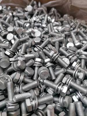 8.8级达克罗外六角三组合螺丝弹垫平垫套装m6X20一百只碳钢螺栓