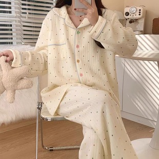 睡衣女款2025新款长款小清新加厚家居服三层夹棉空气棉女睡衣冬季