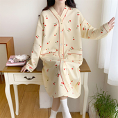 空气棉睡裙女和服领开衫 家居服 春秋加厚秋冬孕妇产检待产裙宽松款