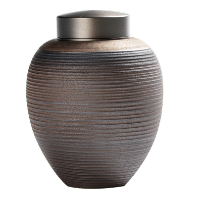 鎏金粗陶茶叶罐复古带盖