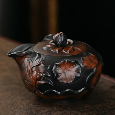 紫陶茶壶家用泡茶壶功夫茶具套装手工紫砂壶大容量复古泡茶器宝瓶