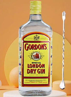 哥顿/格顿金酒 GORDON'S毡酒 伦敦干式金酒750ml 歌顿金40度送勺