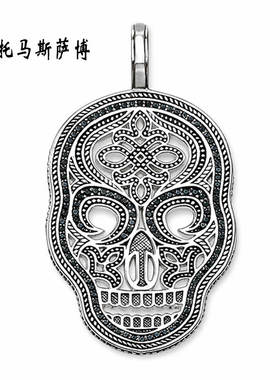 托马斯萨博黑色骷髅纯银礼品吊坠