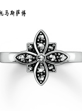 马克赛石花朵开口戒指环925纯银浪漫首饰品情侣款 托马斯萨博外贸