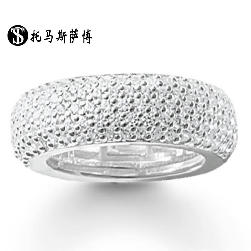 白色镶钻戒指环925纯银时尚职业女士首饰品托马斯萨博欧美款介子