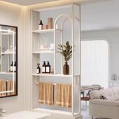 现代卫生间半墙隔断客厅屏风长虹简约玻璃轻奢干湿洗手台置物架