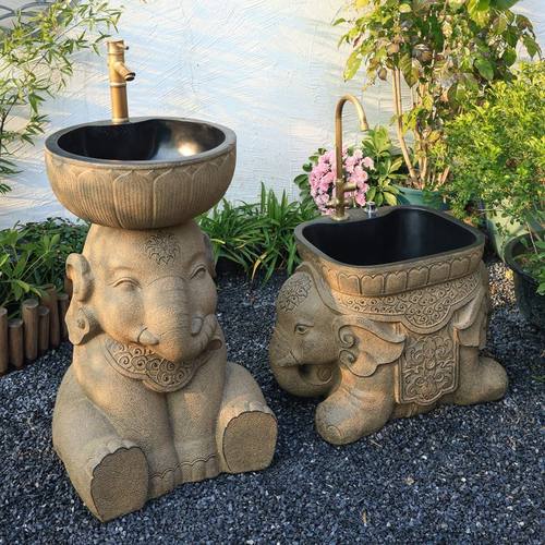 户外洗手池阳台庭院一体立柱式洗手盆家用室外花园洗手台盆洗脸盆