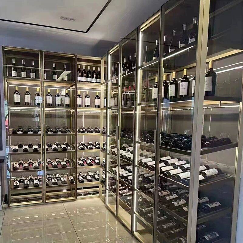 全铝合金玻璃酒柜定制现代红酒柜钢化玻璃柜手办隔断柜茶叶展示柜