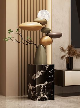 石来运转大型落地灯摆件客厅电视柜沙发旁家居装饰高级感乔迁礼物