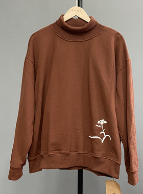 花社の日单17095抓绒卫衣秋冬新款加厚刺绣纯色高领个性宽松百搭