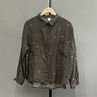 花色前短后长 花社 个性 5531亚麻衬衫 舒适透气防晒外套 日单