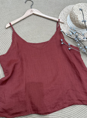 简赛正品21180原单 百分百苎麻净色背心 百搭透气舒适吊带