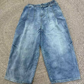 直筒裤 女宽松大码 原单9239赛络纺密织工艺超软全棉牛仔裤 花社正品