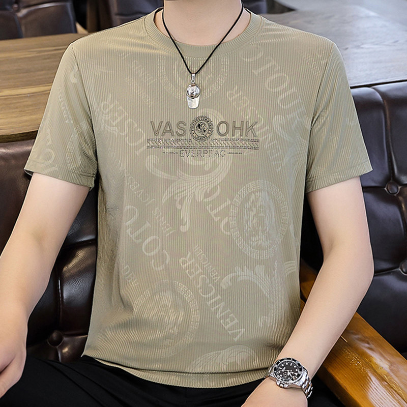 冰丝短袖T恤男高档体恤夏季薄款上衣速干跑步衣服潮流夏男士半袖