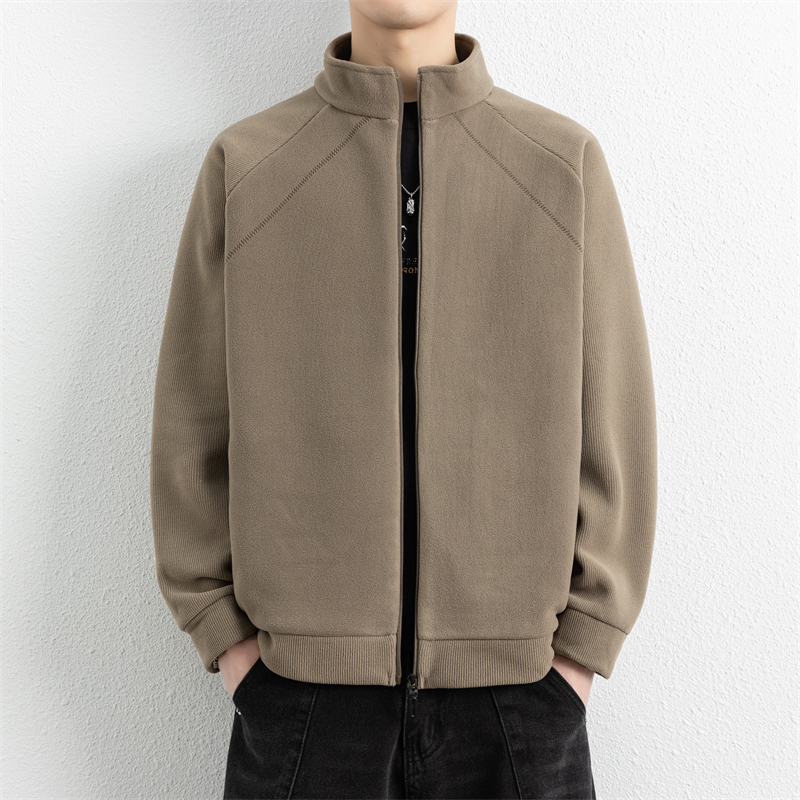 摇粒绒卫衣男士抓绒衣立领夹克秋冬季新款男款加厚保暖开衫外套潮