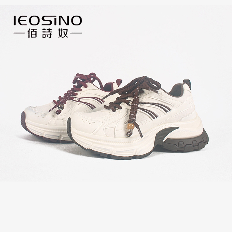 佰诗奴老爹鞋女2025冬季新款复古厚底加绒保暖百搭增高休闲运动鞋