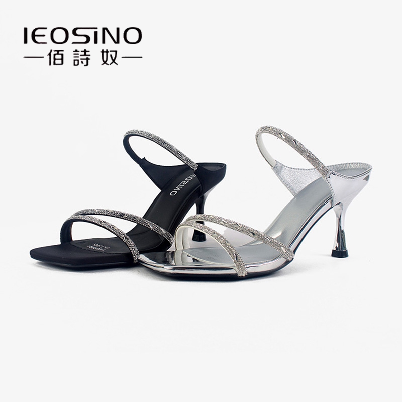 佰诗奴高跟凉拖鞋女2025新款夏季露趾水钻凉鞋仙女风外穿时尚女鞋