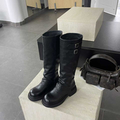 佰诗奴女高靴2025年秋冬季 新款 方跟长筒靴厚底英伦风骑士靴女长靴