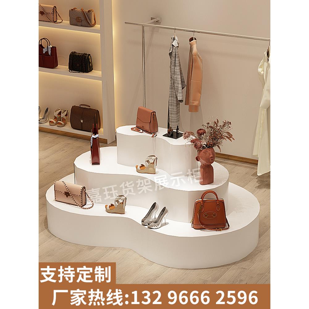 中岛流水台展示台精品鞋包饰品服装店陈列柜鞋店中岛台花店陈列柜