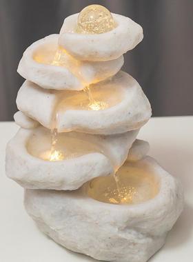 现代简约桌面装饰喷泉招财假山循环水晶球风水轮流水景观摆件聚财