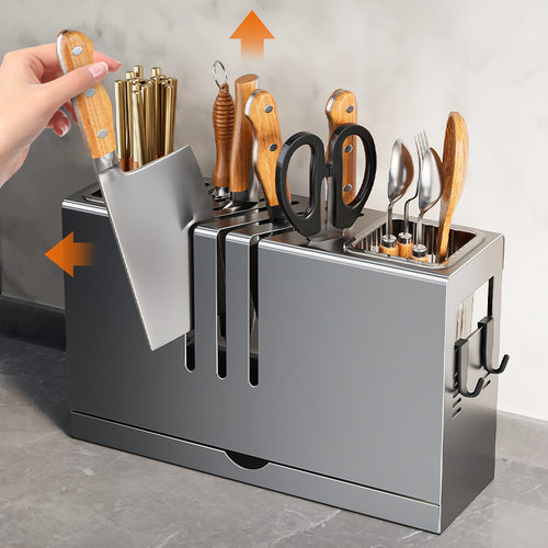 厨房刀架置物架多功能台面壁挂式菜刀具筷笼一体收纳盒架