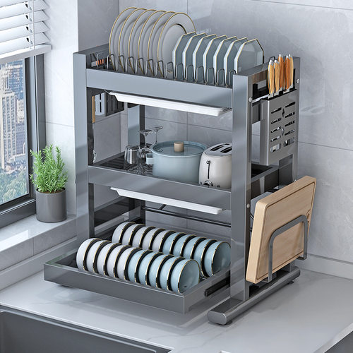 厨房碗碟收纳架家用碗架碗柜碗盘收纳盒刀架沥水架置物架子