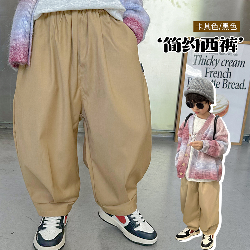 团子麻麻男童裤子秋季新款韩版哈伦九分裤儿童洋气西装裤休闲裤潮