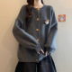 宽松慵懒风毛衣外套女新款 上衣内搭外穿 复古洋气减龄针织开衫