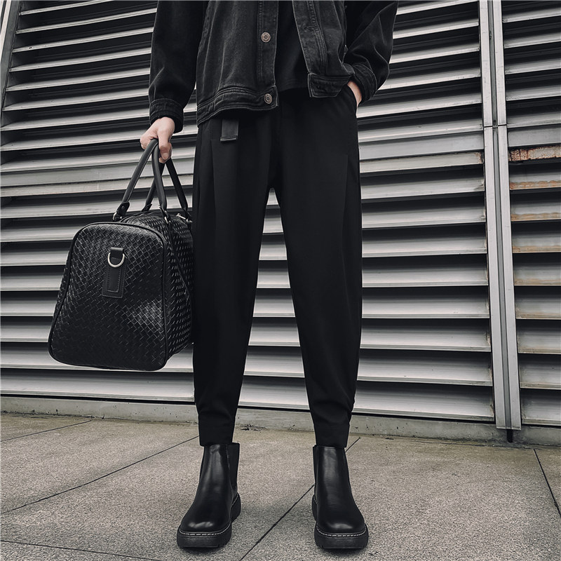 配马丁靴的裤子男士潮牌束脚西装裤宽松休闲九分裤百搭小脚哈伦裤,男装,休闲裤,淘宝优惠券,粉丝福利购,淘宝优惠卷