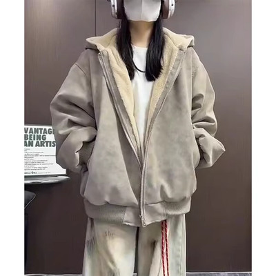 美式复古pu皮座山雕棉服男