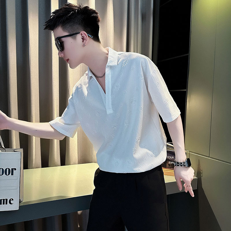 男士V领短袖海米尔夏季潮牌