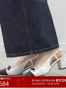 RANDA 26春季新款蝴蝶结休闲甜美通勤圆头水钻粗跟单鞋 PD37100