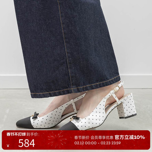 RANDA 26春季新款蝴蝶结休闲甜美通勤圆头水钻粗跟单鞋 PD37100