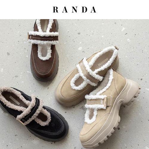 RANDA秋季仿毛舒适玛丽珍运动鞋