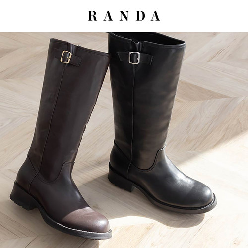 RANDA美拉德复古做旧直筒女靴