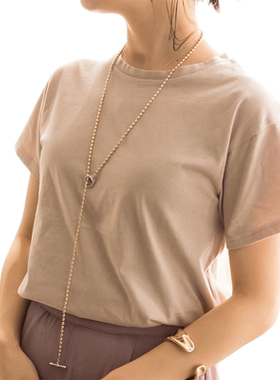 RANDA 女士字母圆领简约休闲短袖打底内搭上衣T恤 BT01584