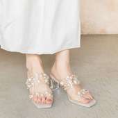 拖鞋 RANDA 跟凉鞋 珍珠钻饰优雅方头透明鞋 PS31302 23新款