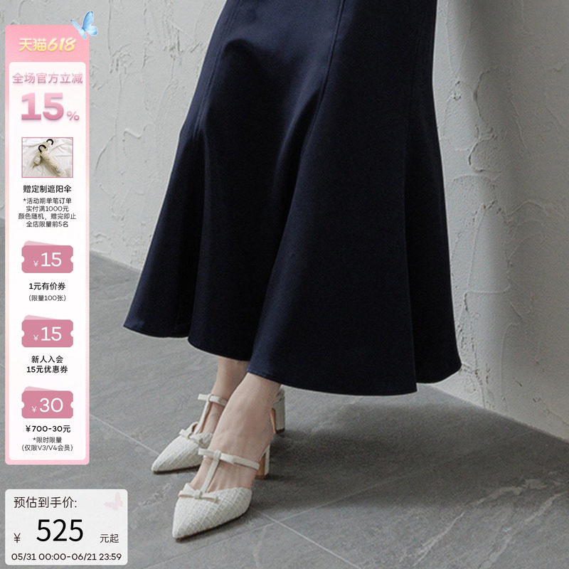 RANDA 25新款蝴蝶T字绑带休闲时尚V口剪裁优雅穆勒鞋女 PD36011