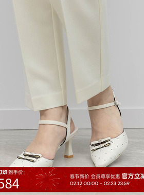 RANDA 26春季新款蝴蝶结亮钻休闲优雅通勤绑带高跟鞋女 DD37045