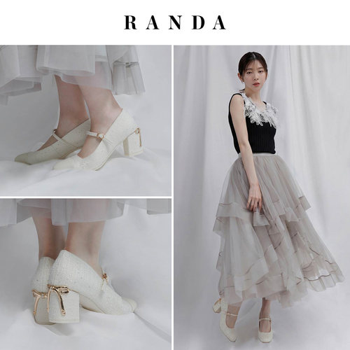 RANDA 26AW早秋新款小香风不累脚粗跟浅口玛丽珍鞋女 PP38043