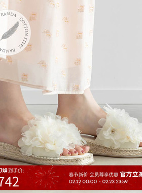 RANDA 26早春新款COTTON系列雪纺花卉亮片穆勒鞋女凉鞋 PS35299