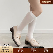 RANDA EH36081 饰圆头休闲优雅厚底乐福鞋 25早秋新款 铆钉装