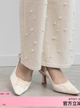 RANDA 25早秋新款蝴蝶结时尚织物优雅舒适尖头单鞋 DD36041