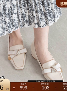 RANDA  25春季新款蝴蝶结拼接配色设计乐福鞋    PH35061