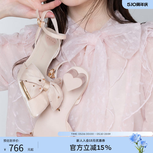 RANDA 26春季经典爱心蝴蝶结甜美优雅公主风高跟穆勒鞋女 PD37023
