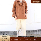 RANDA BB01274 气质外套夹克棒球服 卡其色双排扣短款 风衣夹克束袖