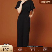 荷叶袖 连体裤 女新款 RANDA 收腰显瘦气质通勤OL阔腿连衣裤 BB01207