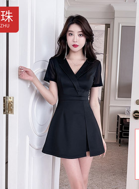 美容师工作服美容院足疗足浴新款技师服时尚气质修身连衣裙两件套