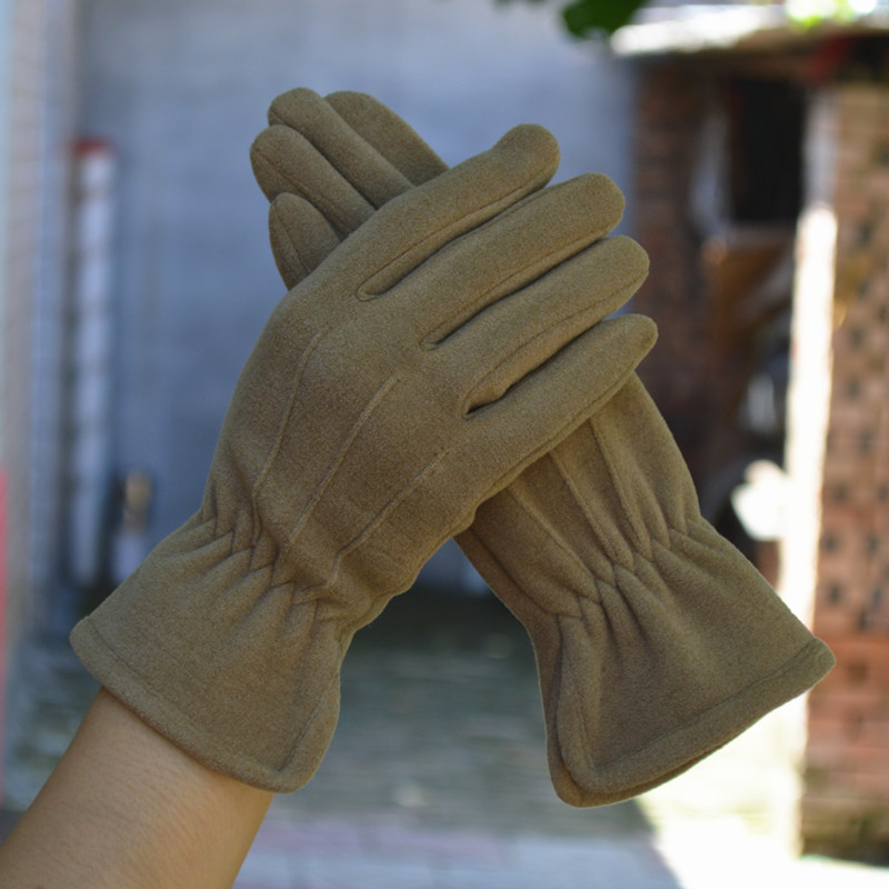 女士德绒分指保暖秋冬季加绒手套