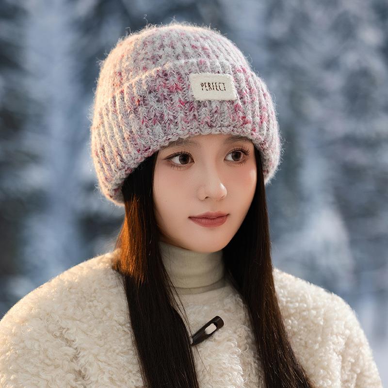 秋冬季针织帽女2025新款包头帽防寒保暖护耳大头围毛线帽韩1027n